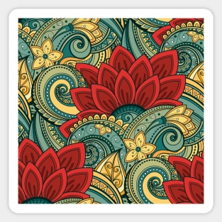 Paisley Print with Vintage Floral Motifs Sticker